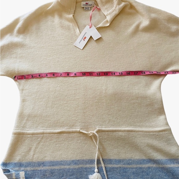 Vineyard Vines hooded sweater stripe Cashmere/Linen, SZ medium, ivory, (NWT) - Picture 14 of 14